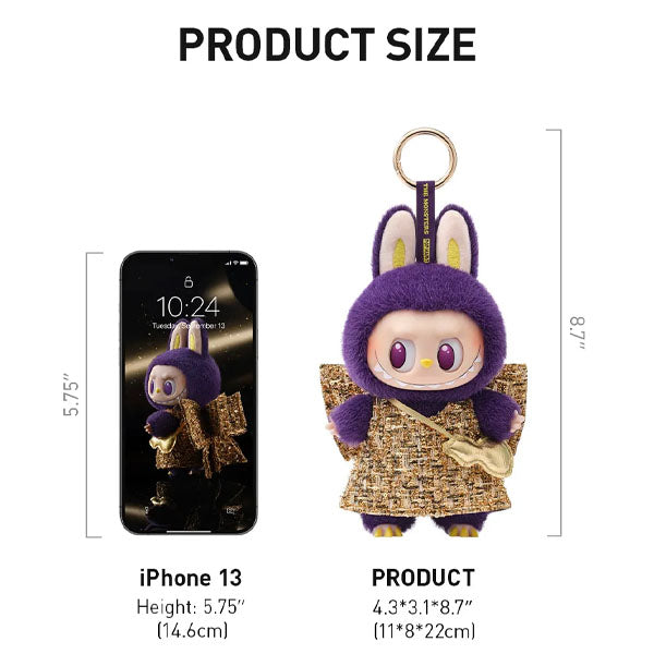Pop Mart x THE MONSTERS: Labubu Wearing PRONOUNCE Fashion Label Wings Of Fortune Plush Doll Pendant (1pc)